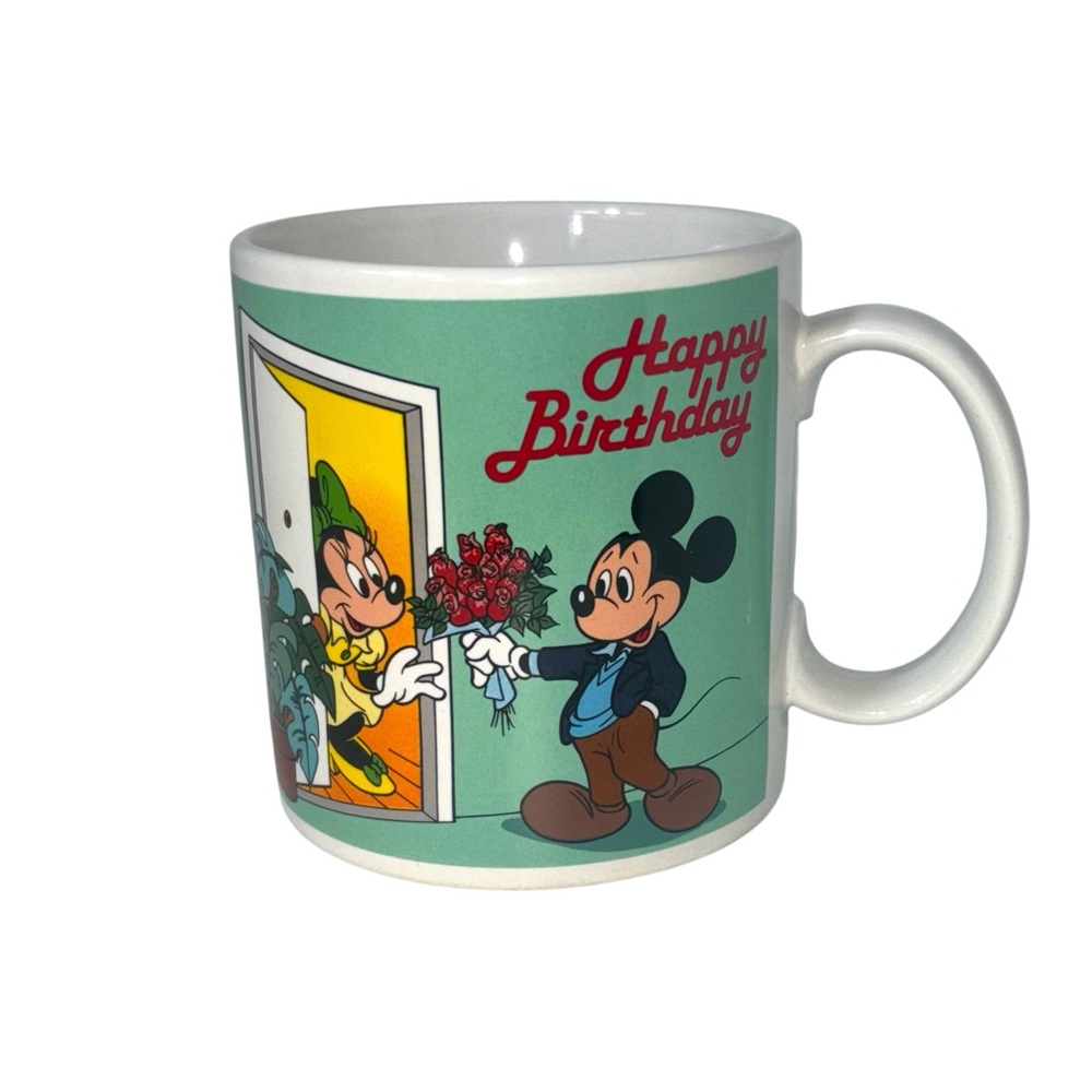 Minnie and‎ Mickey Mouse Vintage 1987 Walt Disney Mug Applause Happy Birthday